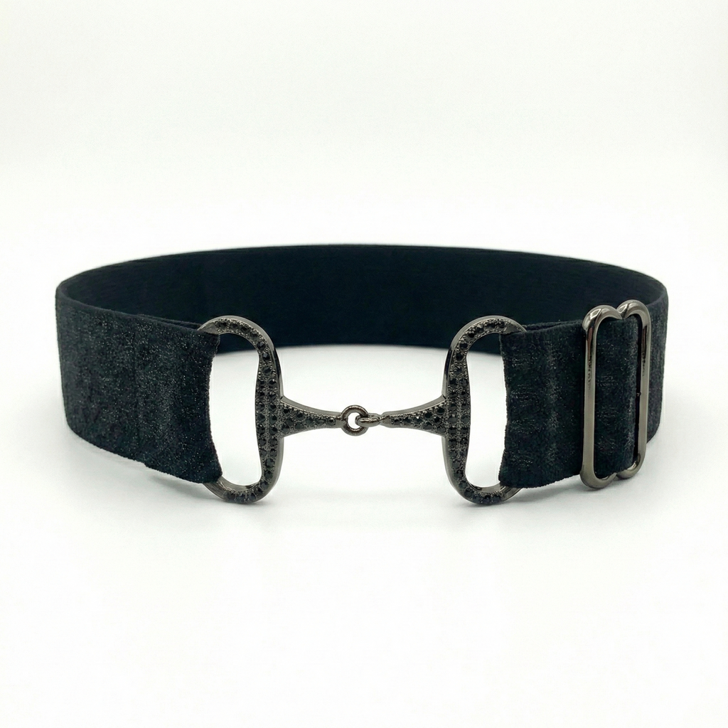 Cinto Celina - PRETO BRILHO CRAVEJADO DE STRASS PRETO