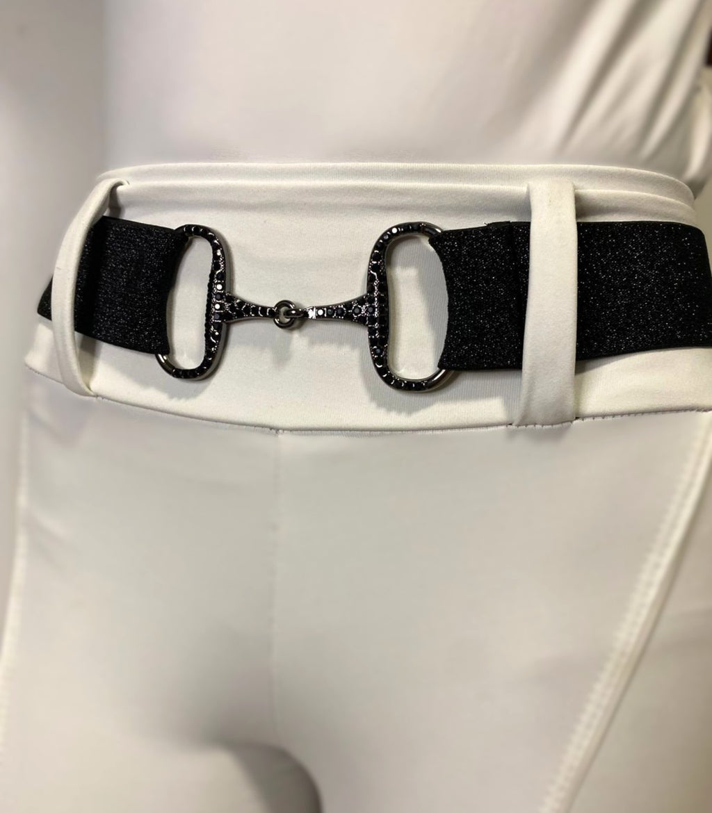 Cinto Celina - PRETO BRILHO CRAVEJADO DE STRASS PRETO